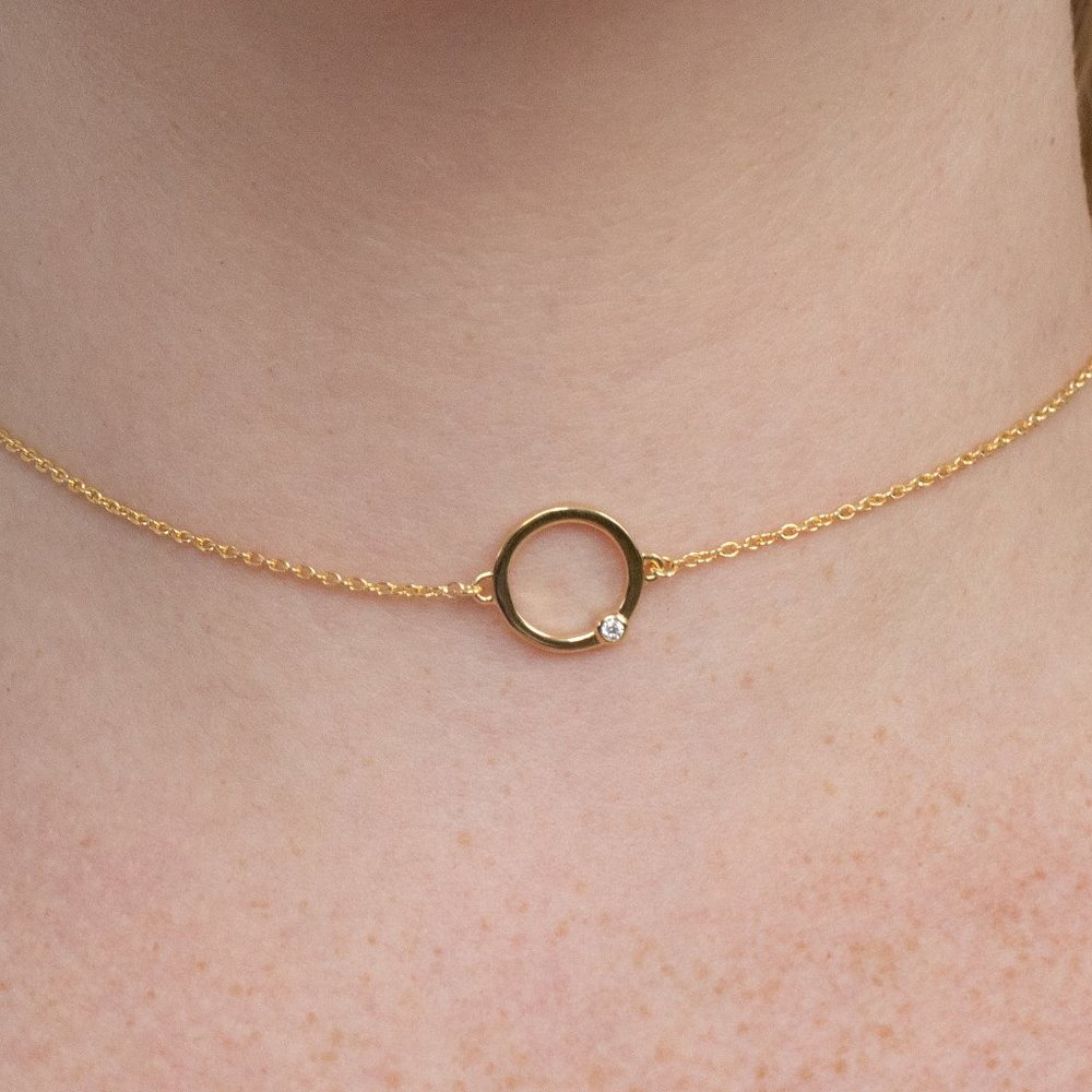 Cyclical Choker with Lab Grown Diamond - 14K Gold Vermeil